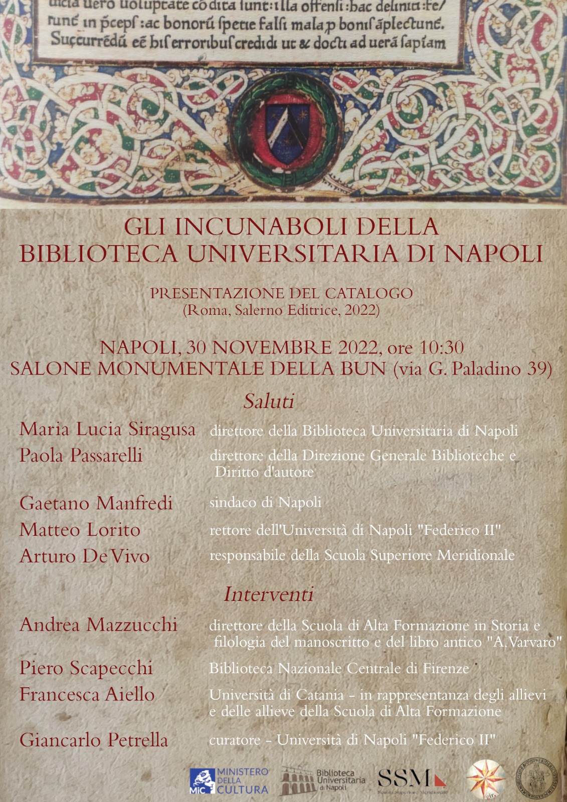 Gli incunaboli della Biblioteca Universitaria di Napoli. Presentazione del catalogo